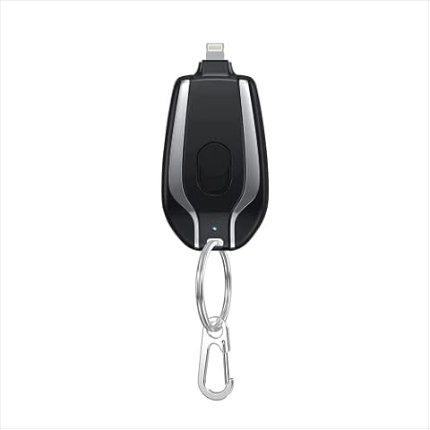 Mini Power Emergency Pod - Key Chain Power Bank for iPhone - Lightning Portable Battery Charger Pack. Charging Bank for Apple Phones. Compatible with iPhone 14/13/12/11/X/8/7 Cover