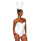 Enveloppant. Vhersily Costume de lapin pour femme sans manches avec finitions en fourrure, ensemble d\'une seule pièce, discothèque Clubwear, pour Halloween, déguisement Anime, Saint Valentin Nouvel An Noël