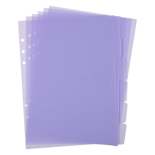 6 Stück A5 Register Trennblätter A5 Ringbuch Trennblätter 6 Löcher Transparent Ordner Trennblatter für ordner Loseblatt Notizbuch Personal Organizer Ringbucheinlagen, Lila
