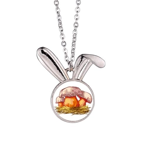 Collier avec pendentif champignon bleu aux finitions artisanales délicates