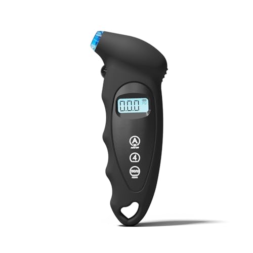 ANYUAN Digital Tire Pressure Gauge 150 PSI - جهاز قياس ضغط الإطارات 4-Unit LCD Backlit Display Heavy Duty Air Pressure Gauge for Car Truck Motorcycle Bike Non-Slip Ergonomic Grip (Black)