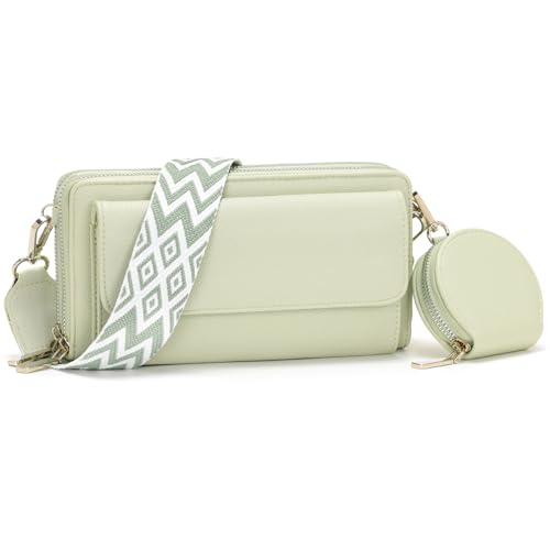 Snmoec Bolso para movil Mujer Bandolera Bolso Mujer con Bolsillo para Monedas y Ranura para Tarjetas Verde Claro