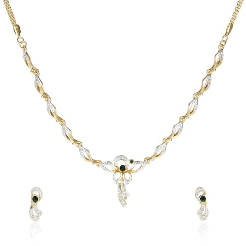 Estele 24 Kt Gold Plated Necklace with Red Austrian Crystal Necklace Set for Women (B08D86Q5Q7) Amazon Price History, Amazon Price Tracker
