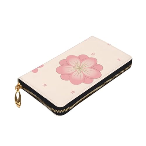 Little Pink Cherry Blossoms Picture Leather Long Clutch Wallet for Fashionable Girls and Women - Durable, Stylish, and Functional, Black, One Size3