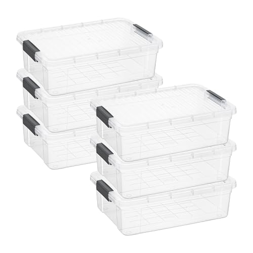 Image of Superio 13.7 Quart Clear Plastic Storage Bin with Lid, Stackable Organizer Box, BPA-Free Storage Container for Home, Garage, School & Office, 6 Pack