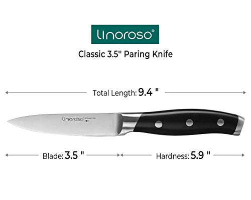 Linoroso 4-Piece Classic Sharp German High Carbon Stainless Steel Chef Knife Set Kichen Knife Set, Includes 8'' Chef Knife, 7.5'' Chinese Cleaver, 7'' Nakiri Knife And 3.5'' Fruit Paring Knife #TOP6