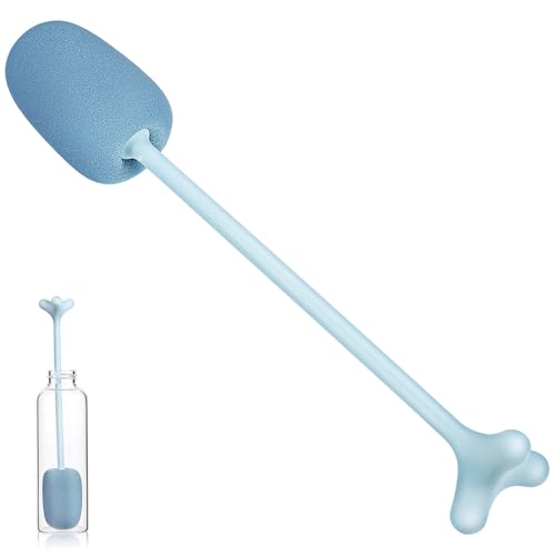 SILENRADAWN Cepillo para Botellas de Agua Esponja y Mango de PP, Cabezal Rotativo 360°, Adecuado para Limpiar Carafas y Vasos Cocina
