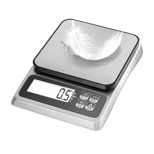 NYHGOXM 防水電子スケール、正確な電子計量、商業、家庭、小さなキッチン、高精度0.1g焼き食品、HD大画面、ステンレススチールスケール表面、ワンボタン剥離、単位変換、防塵防水、洗える (シルバー)