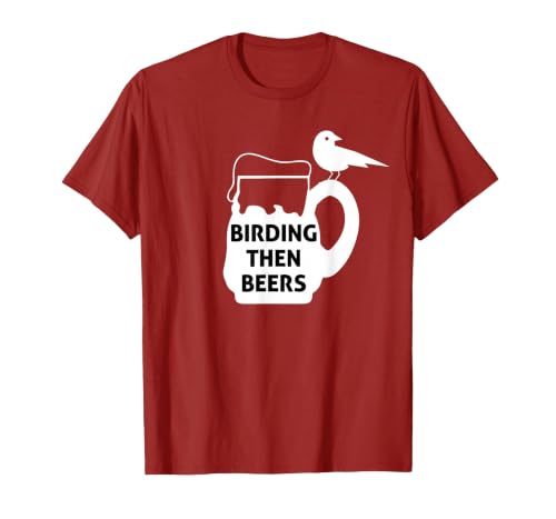 Birding Then Beers Bird Watching T-Shirt, Men, Cranberry Red, 3X-Large