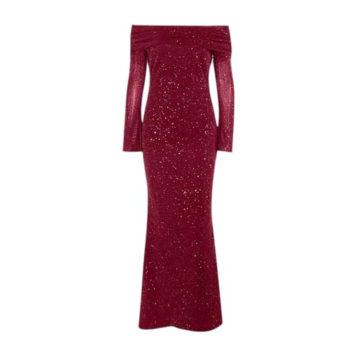 Vestido casual para mujer largo de malla para fiesta y noche con lentejuelas 5
