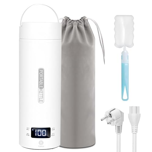 Bollitore elettrico portatile,3 in 1mini thermos, teiera da viaggio in acciaio inox,Bollitore Elettrico Temperatura Regolabile, Protezione da Surriscaldamento, per il Viaggio, Campeggio, Outdoor