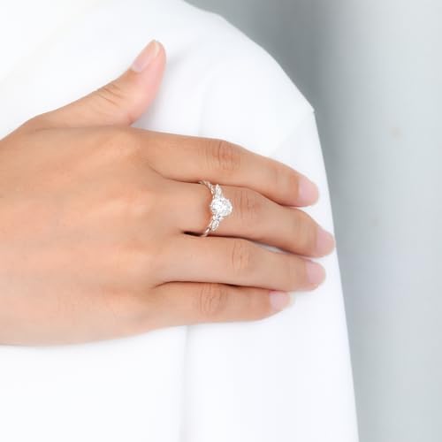 Moissanite Engagement Ring for Women 1.4CT Oval Cut Moissanite Ring 925 Sterling Silver Wedding Band for Women Promise Rings for Her Wedding Rings Size 3-102