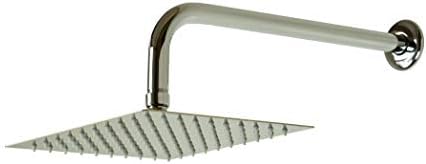 Ducha Quadrada Slim 20 Cm Em Inox Com Braço De Parede