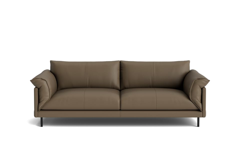 Image of LEGACY OF COMFORT Zola 3 Seater Sofa Three Seater Sofa Leather for Living Room Hotels and Offices (Light Brown)