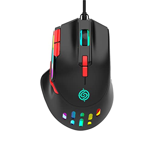 Souris de jeu ergonomique 6400 dpi avec éclairage RVB et 9 boutons USB