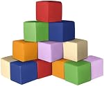 Foam Building Blocks for Kids: 12-Pieces PU Leather Colorful Foam Blocks - Building Toys for Toddler - Giant Stacking Blocks Toys - Soft Indoor Playset for Birthday Gift Preschool Learning (Classic)