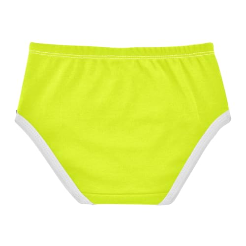 Neon Yellow Green Solid Color Girls Cotton Underwear for Toddlers Soft Breathable Neon Yellow Green Panties, 2T - 8Y2