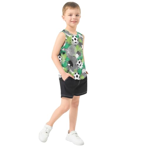 J JOYSAY Soccer Doodle Green Boys Tank Top Sleeveless Muscle Shirts Quick Dry Workout Active Sport Kids T-Shirts 3-15T4