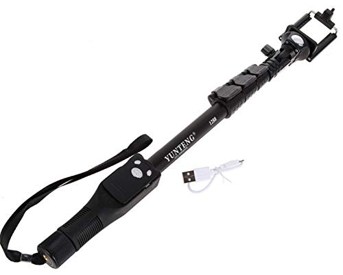 Yunteng Selfie Stick with Bluetooth Shutter - 125cm, Black