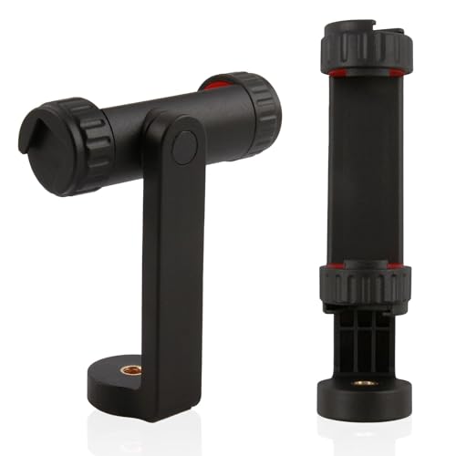 Adaptateur Trepied Smartphone, Support Telephone pour Trepied avec 2 Sabots Froids, Base Combinée avec Vis 1/4 et Support de Fixation à Froid, Rotative à 360°, pour Téléphone, pour GoPro, Selfie