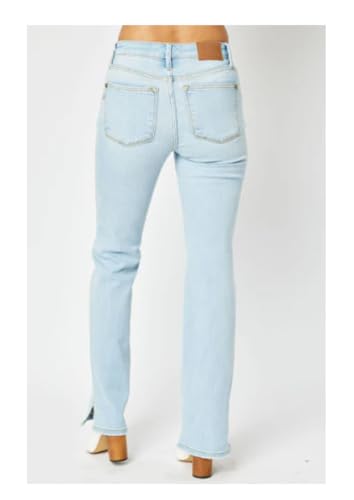 Judy Blue Mid Rise Light Wash Slit Hem Bootcut Jeans, 825523