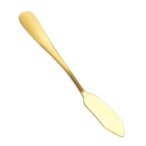 FBWSM Couteaux à tartiner à Beurre de 5,7 Pouces, Couteau à tartiner à Fromage et à Beurre en Acier Inoxydable, tartineur à Fromage pour tartinades de Petit-déjeuner, Salade et Condiments-Gold Cover
