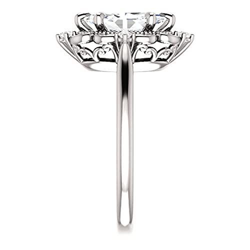 1 CT Marquise Cut Colorless Moissanite Engagement Ring, Wedding/Bridal Ring, Solitaire Halo Style, Vintage Antique Anniversary Promise Ring Gifts for Her3