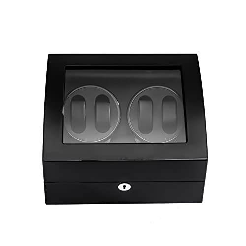 CLEADONG Caja giratoria para relojes automáticos, 4 relojes+6 extra, lujoso enrollador de relojes con cerradura de seguridad, cable de alimentación y llave, caja automática para dormitorio y