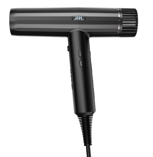JRL Forte Pro Dryer - Professional Hair Blow Dryer with Diffuser w/Ionic Generator to Help Reduce Drying Time Frizz and Static - Fast Hair Dryer w/ 3 Temperature Settings and Speed Settings (Black)