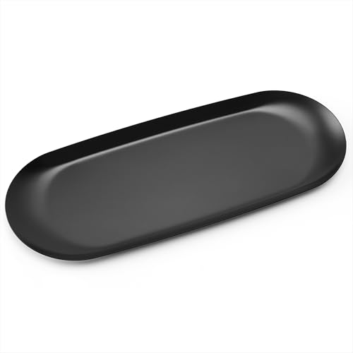 Bandeja de Plato Ovalada Bandeja Decorativa Bandeja de Almacenamiento de Acero Inoxidable Organizador para Joyas Cosméticos Vela Llaves Té Caramelos, Negro Bandeja de Plato Ovalada Bandeja Decorativa Bandeja de Almacenamiento de Acero Inoxidable Organizador para Joyas Cosméticos Vela Llaves Té Caramelos, Negro