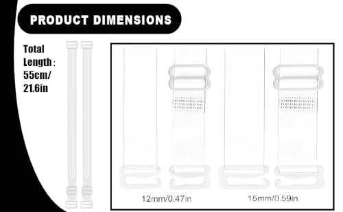 Unsichtbare Klare BH Träger 6 Stück BH TräGer Transparent Schultergurt Leicht Verstellbar Durchsichtige BH Träger Abnehmbare Durchsichtige BH TräGer für Frauen Trägerlose BHS