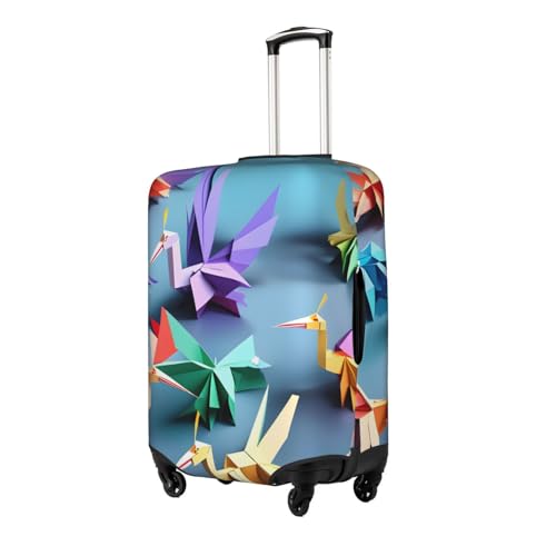Origami Multicolor Papercraft Cranes Tsa Approved Luggage Cover For 18-32 Inch Suitcases Scratch-Resistant Stretch Luggage Cover2