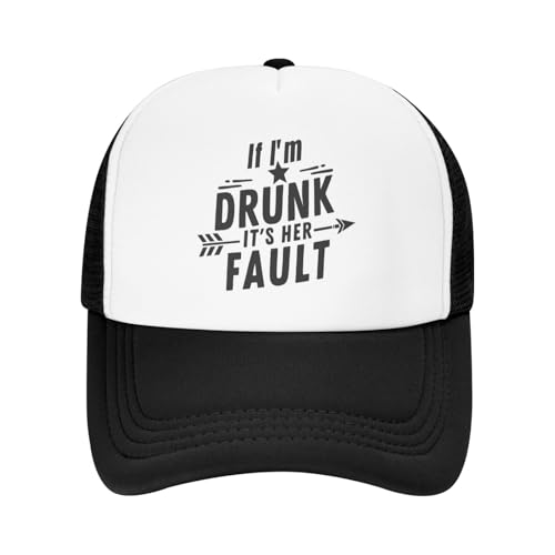 If I'm Drunk It's Her Fault Mesh Toddler Hat Sun Protection Baby Boy Baseball Cap for Outdoor Beach Kids