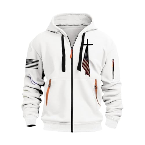 Full Zip Hoodies for Men Fall Fashion 2025 Casual Tactical Hoodie Long Sleeve Multi-Pockets Winter Work Jacket3