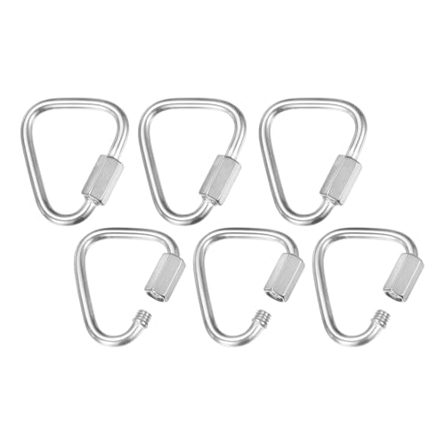 M METERXITY 6-Pack Quick Chain Link Connector, M3.5 1/8 304 Stainless Steel Triangle Locking Repair Chain Links for Swing/Camping/Hiking/Backpack, Twist Key Ring Screw Chain Link [Silver]