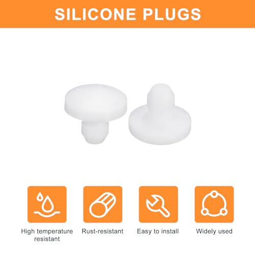 Image of uxcell 28Pcs Silicone Plugs, Rubber Round Snap in Locking Hole Plugs for 2.5-3mm Hole, Hole Stoppers Waterproof Hole Plug for Metal Tube, Furniture End Caps Inserts, White