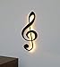 Produktbild kh Teile Musik Note Notenschlüssel Deko Wand Dekoration Holz Wanddeko Geschenk Wandschmuck, mit Led Licht, 60 cm, Wandbild schwarz