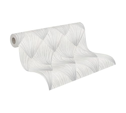 Papier peint géométrique pour masquer les défauts du mur blanc gris - 3