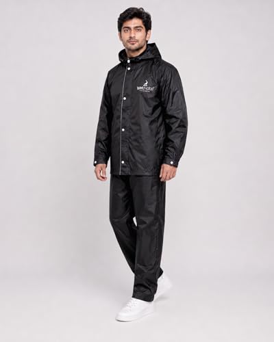 Image of TAGDO Rain Coat for Men Waterproof for Bike Rider with Zipper and Button and Adjustable Hood along with inner pockets | Rain Suit for Men & Women | Jacket & Pants with Carry Bag (2073)