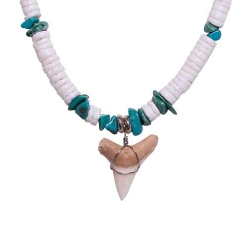 BlueRica Shark Tooth on Puka Shell Beads Necklace (18