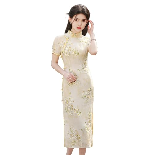 Robe Cheongsam élégante rétro à imprimé floral pour femme