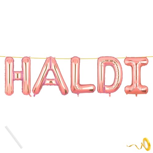 Image of Haldi Banner Rose Gold for Wedding Home Boys Girls Men Women Foil Balloon Decoration Decor Celebration Rose Golden