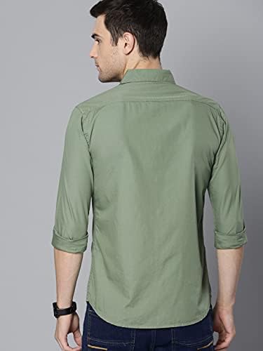 Dennis Lingo Men Cotton Solid Slim Fit Casual Shirts
