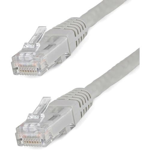 Image of StarTech 35ft CAT6 Ethernet Cable - Gray CAT 6 Gigabit Ethernet Wire -250Mhz 100W PoE++ RJ45 UTP Molded Category 6 Network Patch Cord (C6PATCH35GR) | 250MHz bandwidth, Gold-plated RJ45, Patch Cable, Ethernet Cord, UTP Molded, Network, 10Gbps speeds, 24AWG copper