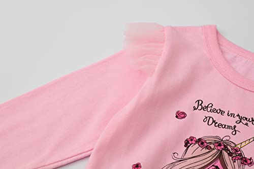 Image of Girl Long Sleeve Shirts Christams Tops Tees Cotton Casual Stripe Crewneck Graphic Jersey Tunic T-Shirts 3 Packs Sets