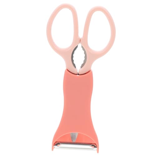 TOYANDONA Cuchillas de Acero Inoxidable con Pelador Portátil para Cocina Tijeras Reutilizables Multifunción para Cortar Frutas Verduras y Nueces Accesorio Doméstico con Soporte Rosa