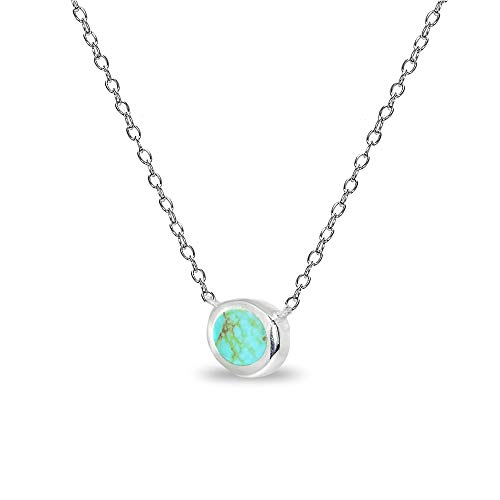 Abalone, Opal or Turquoise Necklace for Women, Sterling Silver Polished Inlay Oval Minimalist Dainty Layering Necklace2