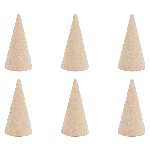 Anneaux Présentoirs en Bois, Porte-Bagues en Cône en Bois, Présentoir à Anneaux en Bois, Cône Présentoir en Bois, Bois Cône Anneau Titulaire Doigt, pour L'Exposition de Bijoux D'Anneaux, 6 Pièces