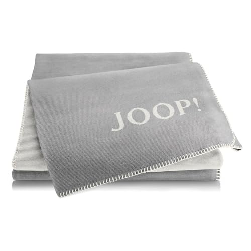 Joop! Wohndecke Melange - Doubleface Baumwollmischung Graphit-Ecru Größe 150x200 cm