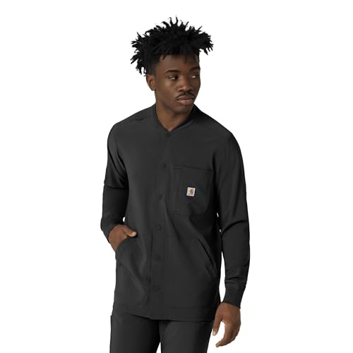 Carhartt Force Cross-Flex Men's Shirt Jacket – Black, 3XL – Durable Work & Casual Layer